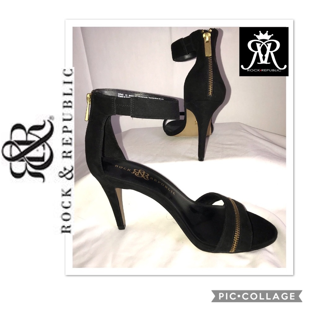 ROCK & REPUBLIC STRAP OPEN TOE HEELS Sz 10